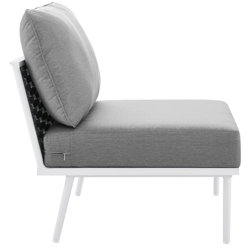 Modway Stance Modern Fabric & Aluminum Outdoor Armless Armchair in Gray