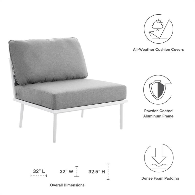 Modway Stance Modern Fabric & Aluminum Outdoor Armless Armchair in Gray