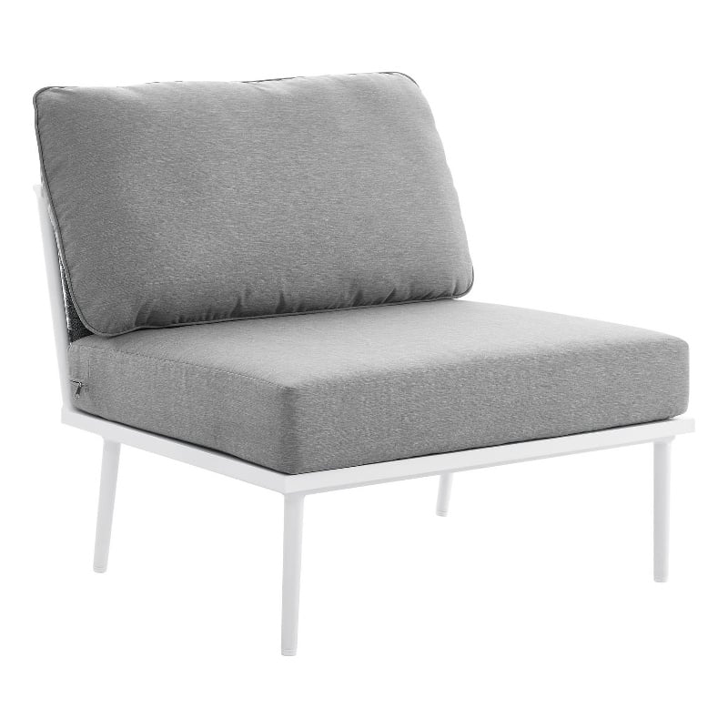 Modway Stance Modern Fabric & Aluminum Outdoor Armless Armchair in Gray