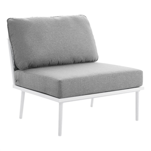 modway stance fabric & aluminum outdoor patio armless chair in white/gray