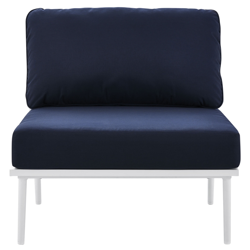 Modway Stance Modern Fabric & Aluminum Outdoor Armless Armchair in Navy