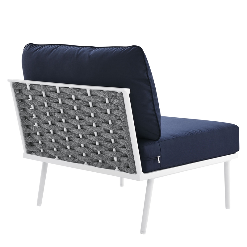 Modway Stance Modern Fabric & Aluminum Outdoor Armless Armchair in Navy