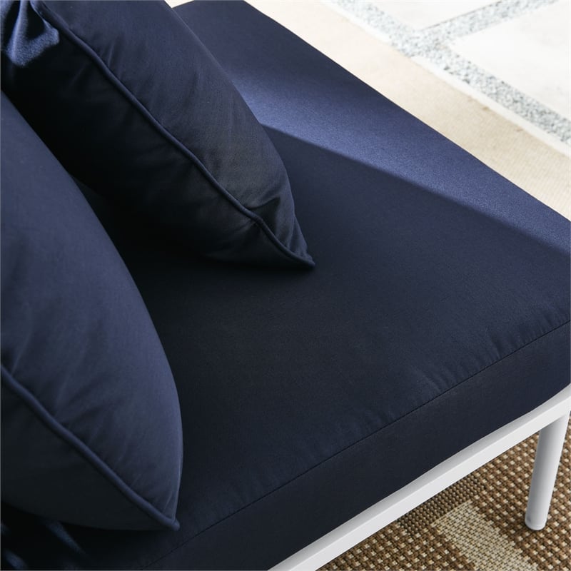 Modway Stance Modern Fabric & Aluminum Outdoor Armless Armchair in Navy