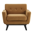 Modway Engage Modern Tufted Back Performance Velvet Armchair in Cognac Brown