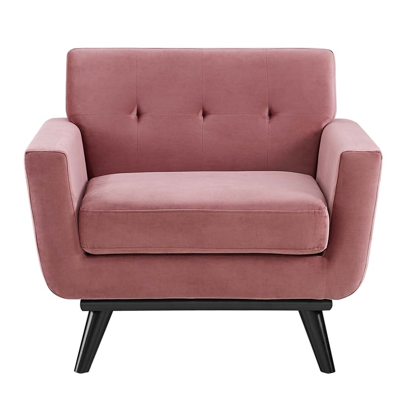 Modway Engage Modern Tufted Back Performance Velvet Armchair in Dusty Rose Pink