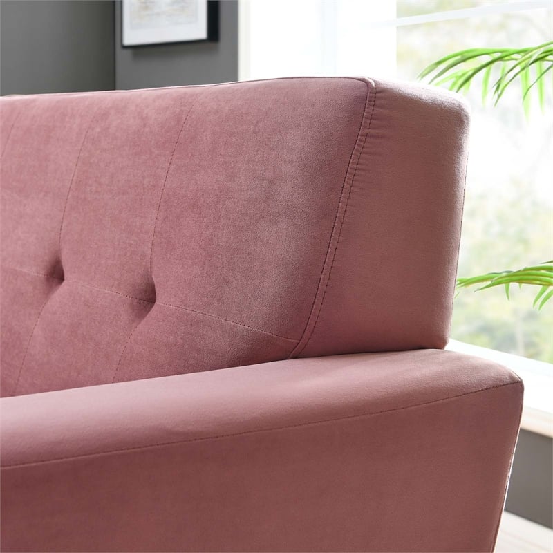 Modway Engage Modern Tufted Back Performance Velvet Armchair in Dusty Rose Pink