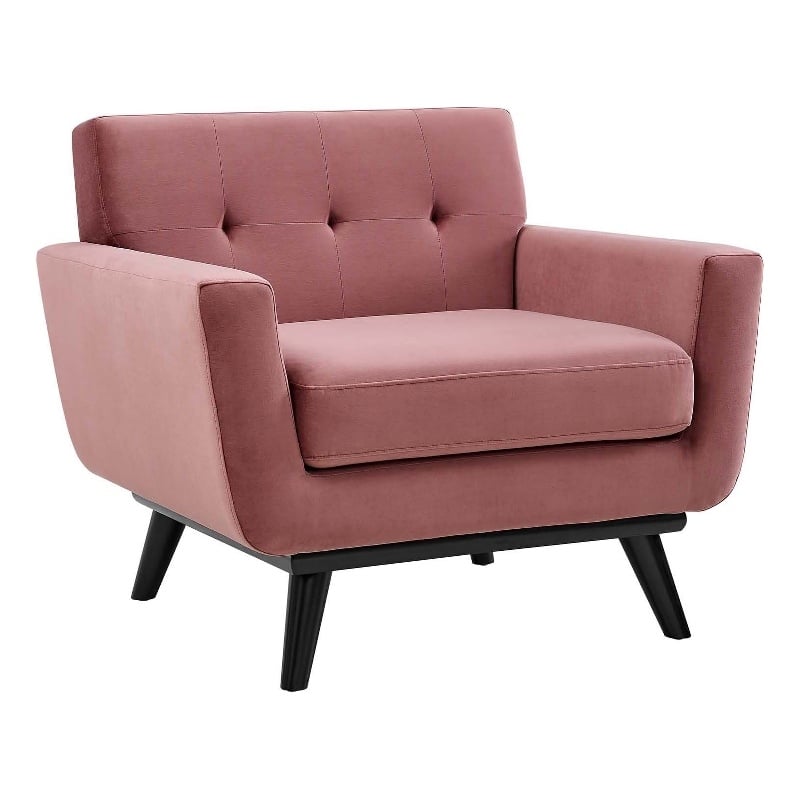 Modway Engage Modern Tufted Back Performance Velvet Armchair in Dusty Rose Pink