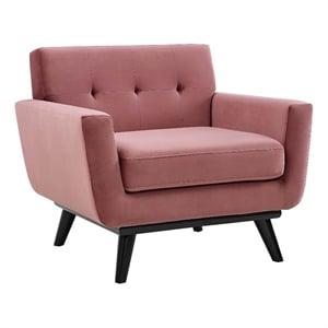 Modway Engage Modern Tufted Back Performance Velvet Armchair in Dusty Rose Pink