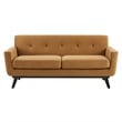 Modway Engage Modern Tufted Back Performance Velvet Loveseat in Cognac Brown