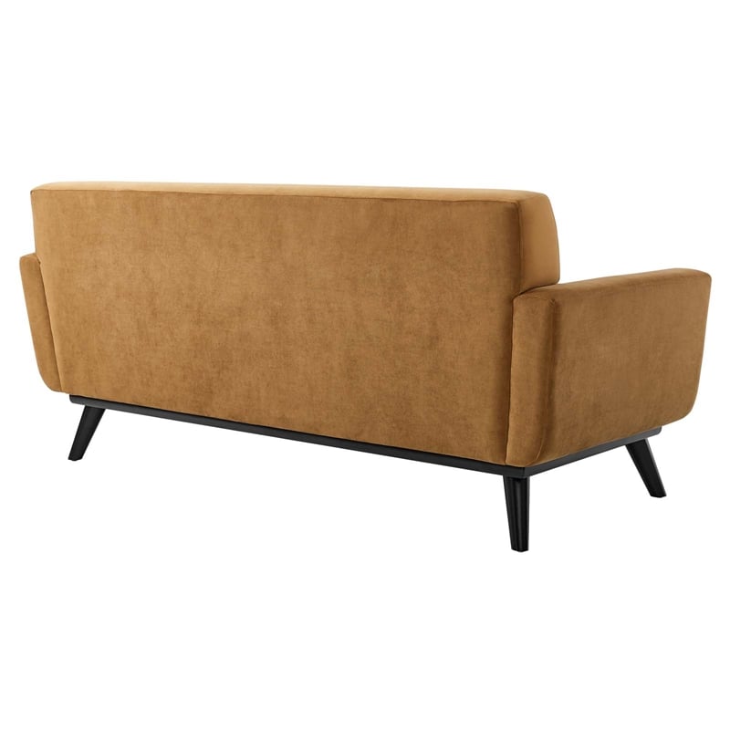 Modway Engage Modern Tufted Back Performance Velvet Loveseat in Cognac Brown