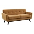 Modway Engage Modern Tufted Back Performance Velvet Loveseat in Cognac Brown