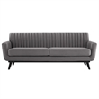 Modway Engage Modern Channel Tufted Performance Velvet Sofa in Gray/Black