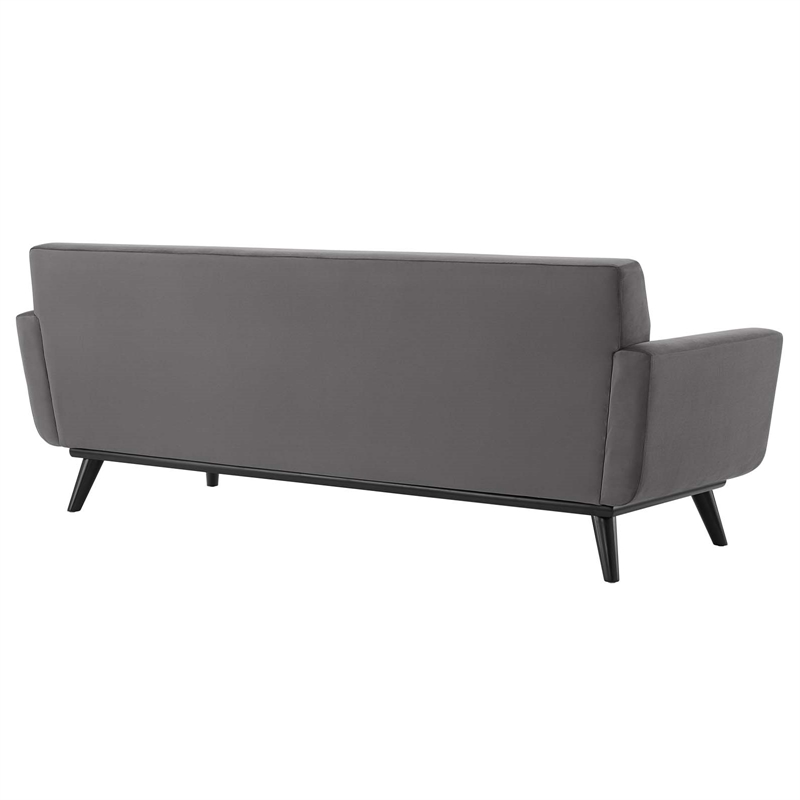 Modway Engage Modern Channel Tufted Performance Velvet Sofa in Gray/Black