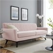 Modway Engage Modern Channel Tufted Performance Velvet Sofa in Pink