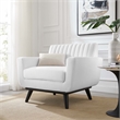 Modway Engage Modern Channel Tufted Polyester Fabric Armchair in White