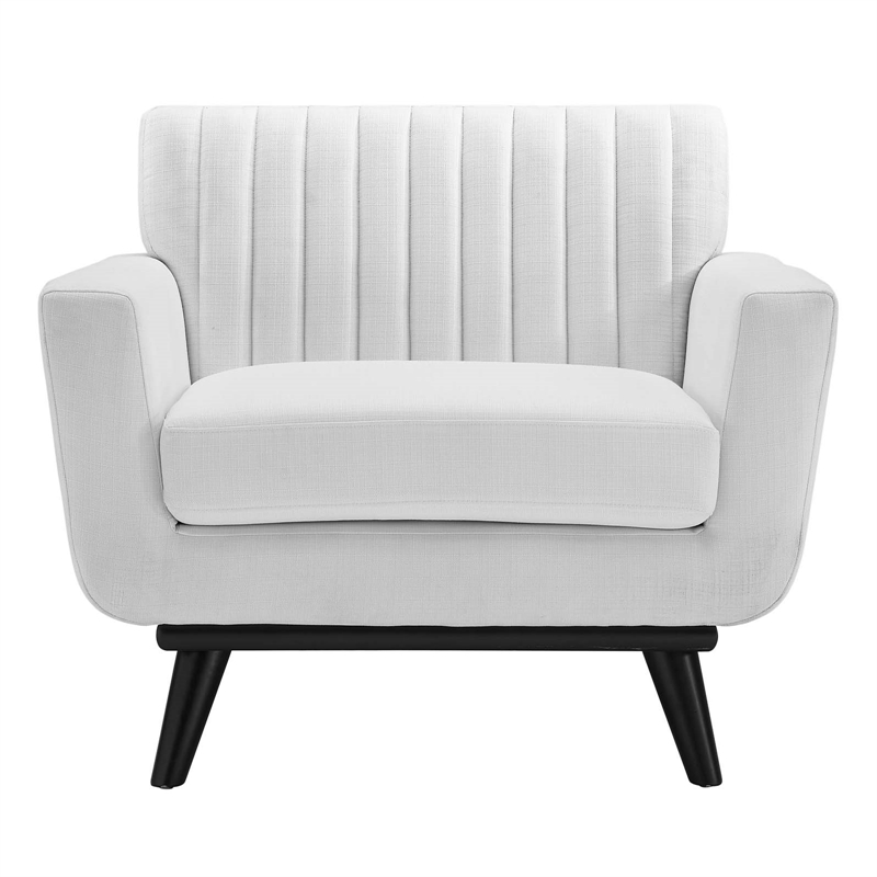 Modway Engage Modern Channel Tufted Polyester Fabric Armchair in White
