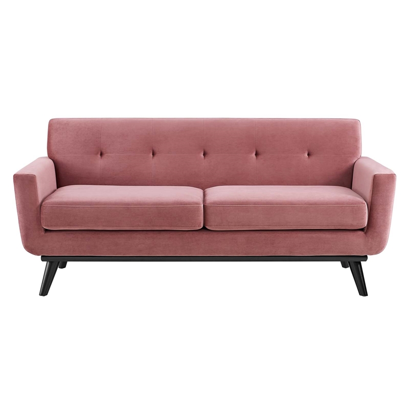 Modway Engage Modern Tufted Back Performance Velvet Loveseat in Dusty Rose