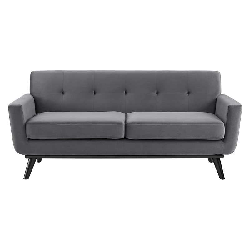 Modway Engage Modern Tufted Back Performance Velvet Loveseat in Gray