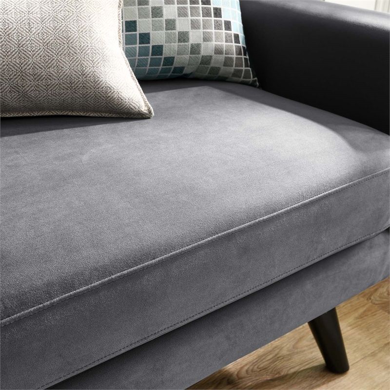Modway Engage Modern Tufted Back Performance Velvet Loveseat in Gray