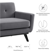 Modway Engage Modern Tufted Back Performance Velvet Loveseat in Gray