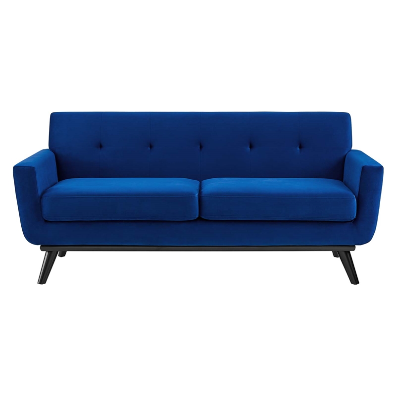Modway Engage Modern Tufted Back Performance Velvet Loveseat in Navy