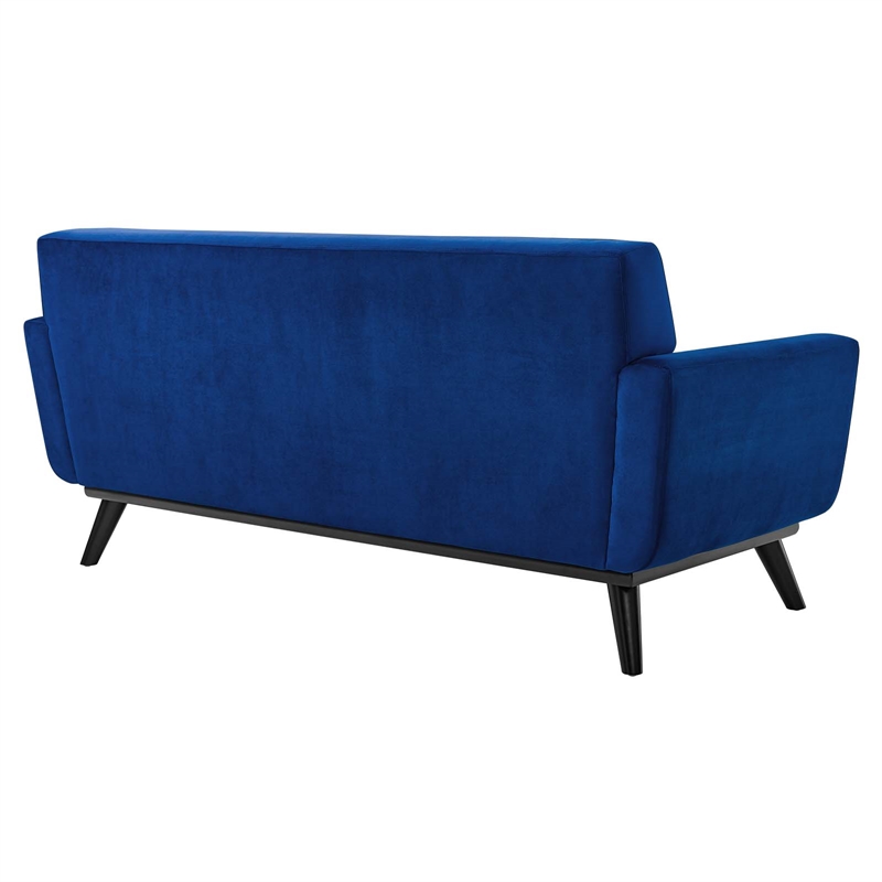 Modway Engage Modern Tufted Back Performance Velvet Loveseat in Navy