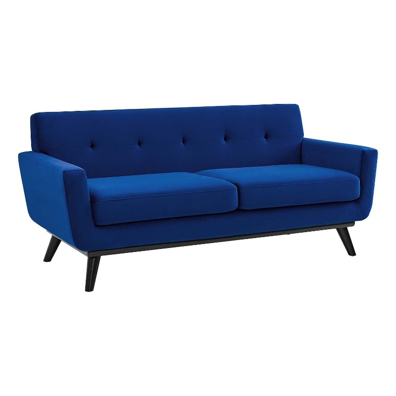 Modway Engage Modern Tufted Back Performance Velvet Loveseat in Navy
