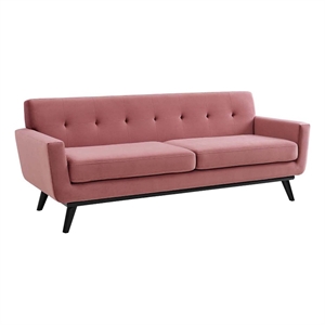 Modway Engage Modern Tufted Back Performance Velvet Sofa in Dusty Rose Pink