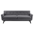 Modway Engage Modern Tufted Back Performance Velvet Sofa in Gray/Black