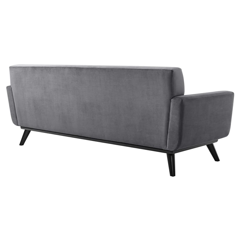 Modway Engage Modern Tufted Back Performance Velvet Sofa in Gray/Black