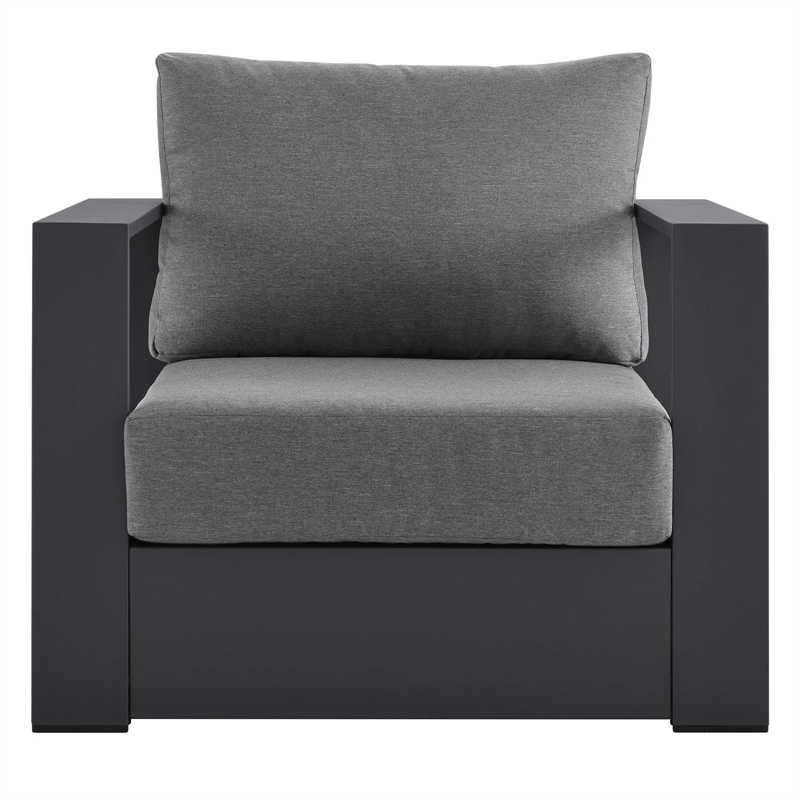 Modway Tahoe Modern Fabric/Aluminum Outdoor Armchair in Gray/Charcoal