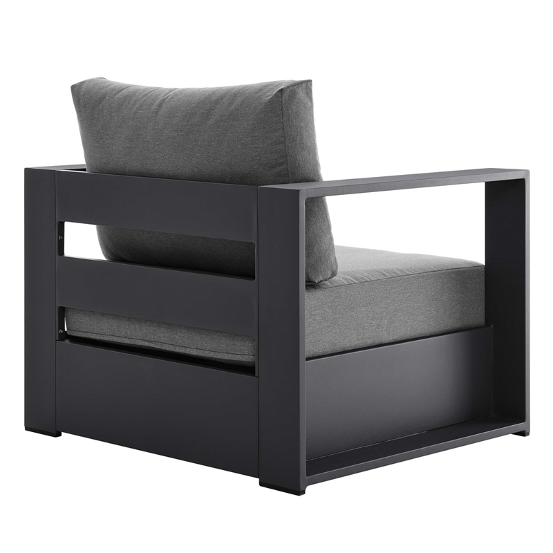 Modway Tahoe Modern Fabric/Aluminum Outdoor Armchair in Gray/Charcoal