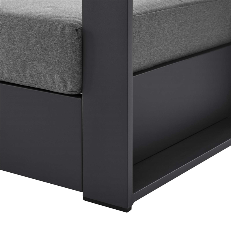 Modway Tahoe Modern Fabric/Aluminum Outdoor Armchair in Gray/Charcoal