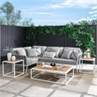 Modway Stance 7-Piece Modern Fabric/Aluminum Outdoor Sectional Sofa Set in Gray