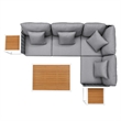 Modway Stance 7-Piece Modern Fabric/Aluminum Outdoor Sectional Sofa Set in Gray