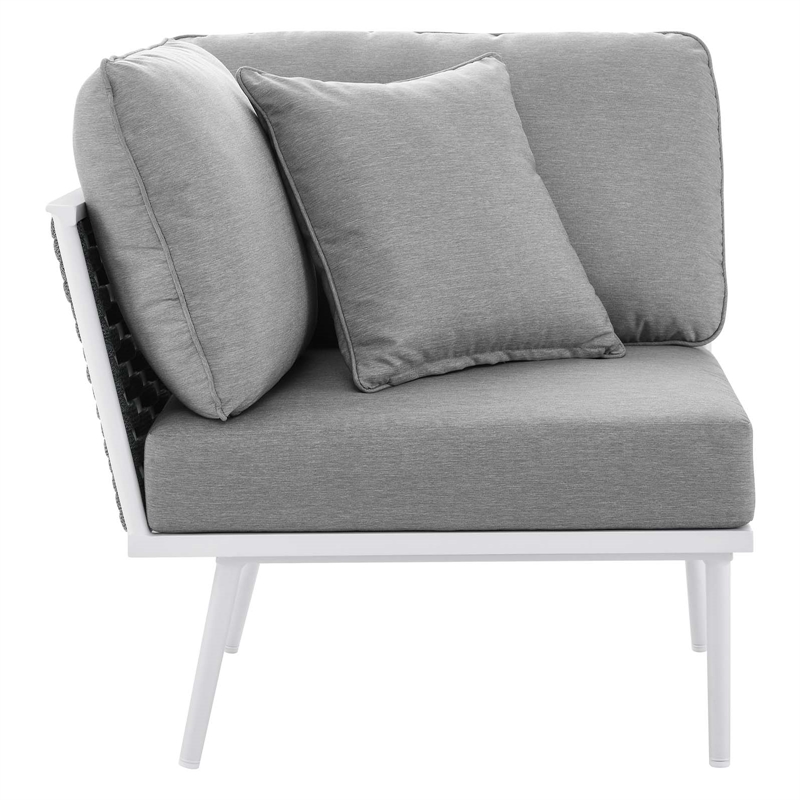 Modway Stance 7-Piece Modern Fabric/Aluminum Outdoor Sectional Sofa Set in Gray