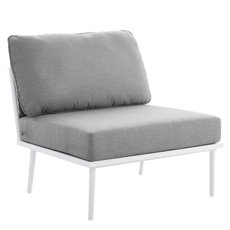 Modway Stance 7-Piece Modern Fabric/Aluminum Outdoor Sectional Sofa Set in Gray