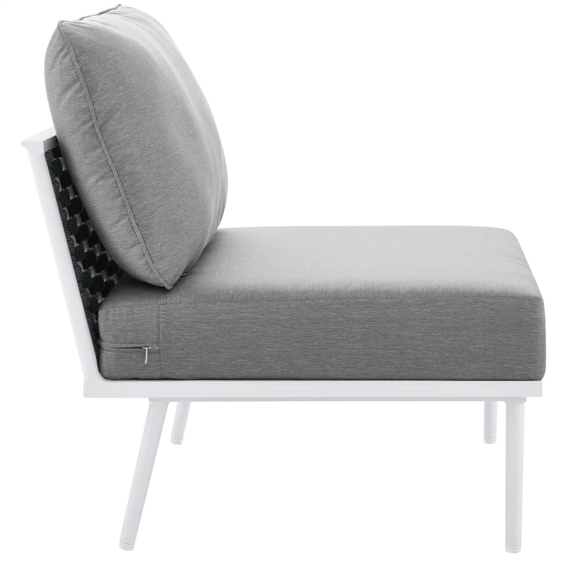 Modway Stance 7-Piece Modern Fabric/Aluminum Outdoor Sectional Sofa Set in Gray