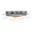 Modway Stance 7-Piece Modern Fabric/Aluminum Outdoor Sectional Sofa Set in Gray