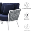 Modway Stance 7-Piece Modern Fabric/Aluminum Outdoor Sectional Sofa Set in Navy