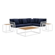 Modway Stance 7-Piece Modern Fabric/Aluminum Outdoor Sectional Sofa Set in Navy