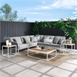 Modway Stance 8-Piece Modern Fabric/Aluminum Outdoor Sectional Sofa Set in Gray