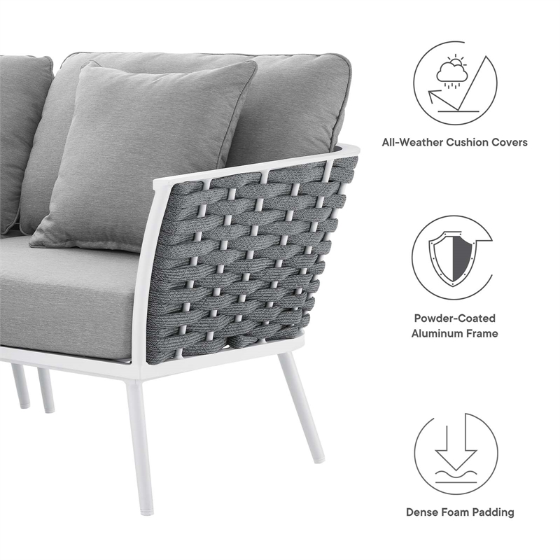 Modway Stance 8-Piece Modern Fabric/Aluminum Outdoor Sectional Sofa Set in Gray