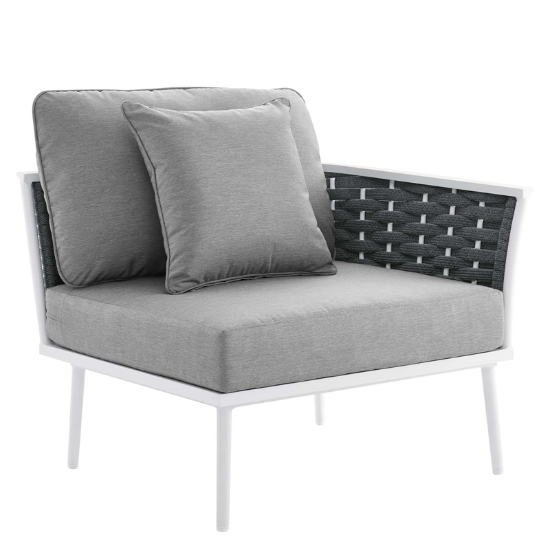 Modway Stance 8-Piece Modern Fabric/Aluminum Outdoor Sectional Sofa Set in Gray