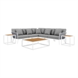 Modway Stance 8-Piece Modern Fabric/Aluminum Outdoor Sectional Sofa Set in Gray