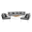 Modway Stance 9-Piece Modern Fabric/Aluminum Outdoor Sectional Sofa Set in Gray