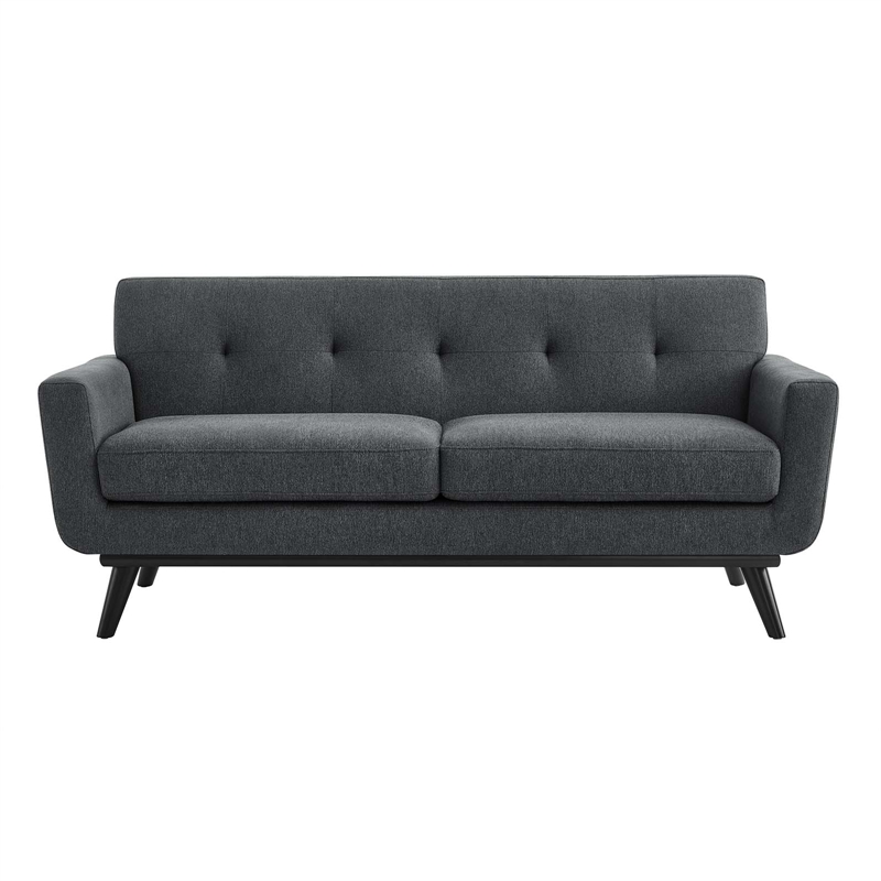 Modway Engage Modern Tufted Back Textured Fabric Loveseat in Charcoal