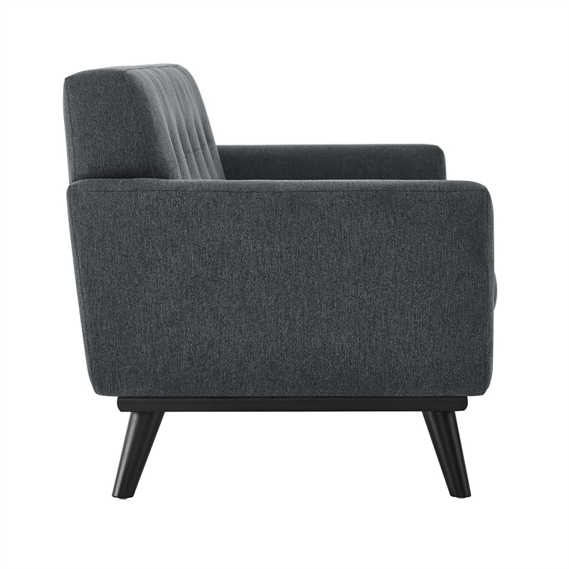 Modway Engage Modern Tufted Back Textured Fabric Loveseat in Charcoal