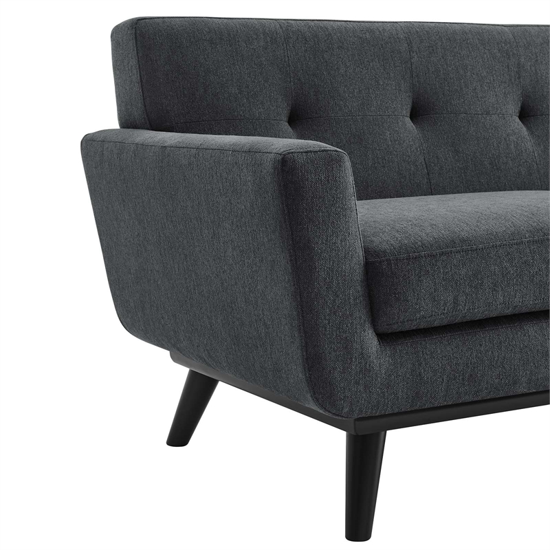 Modway Engage Modern Tufted Back Textured Fabric Loveseat in Charcoal