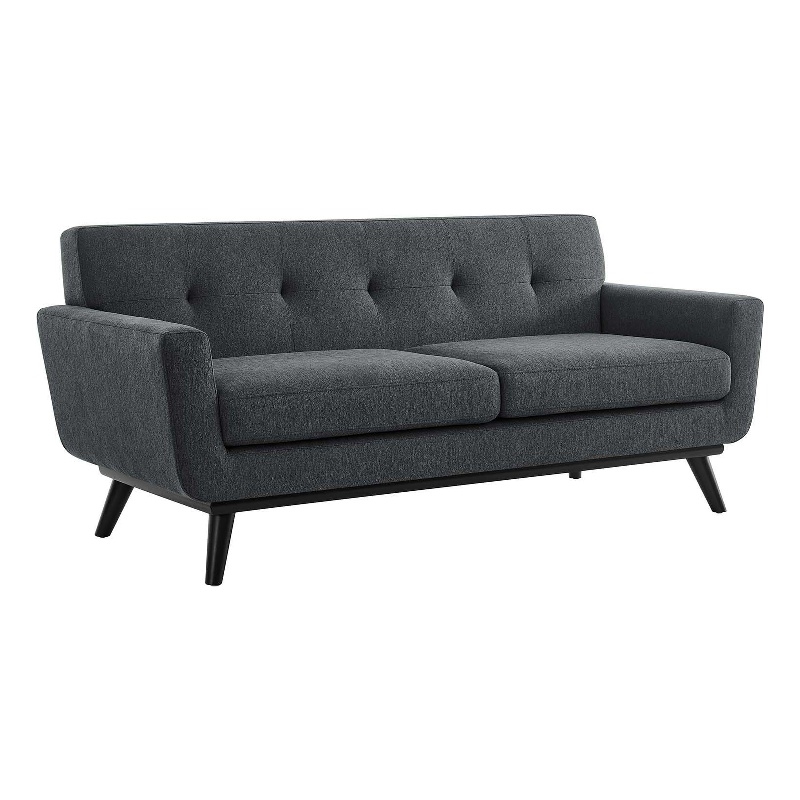 Modway Engage Modern Tufted Back Textured Fabric Loveseat in Charcoal